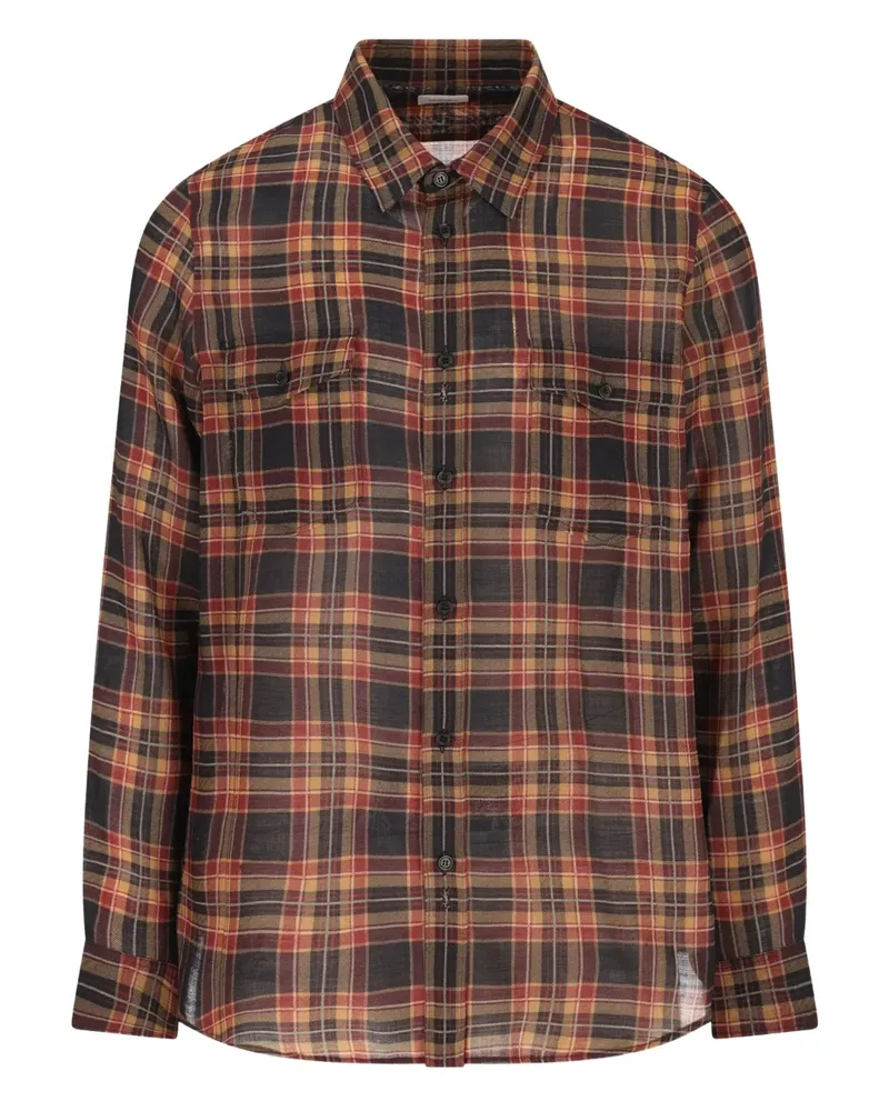 Saint Laurent Cassandre checks pocket shirt - Schwarz Schwarz
