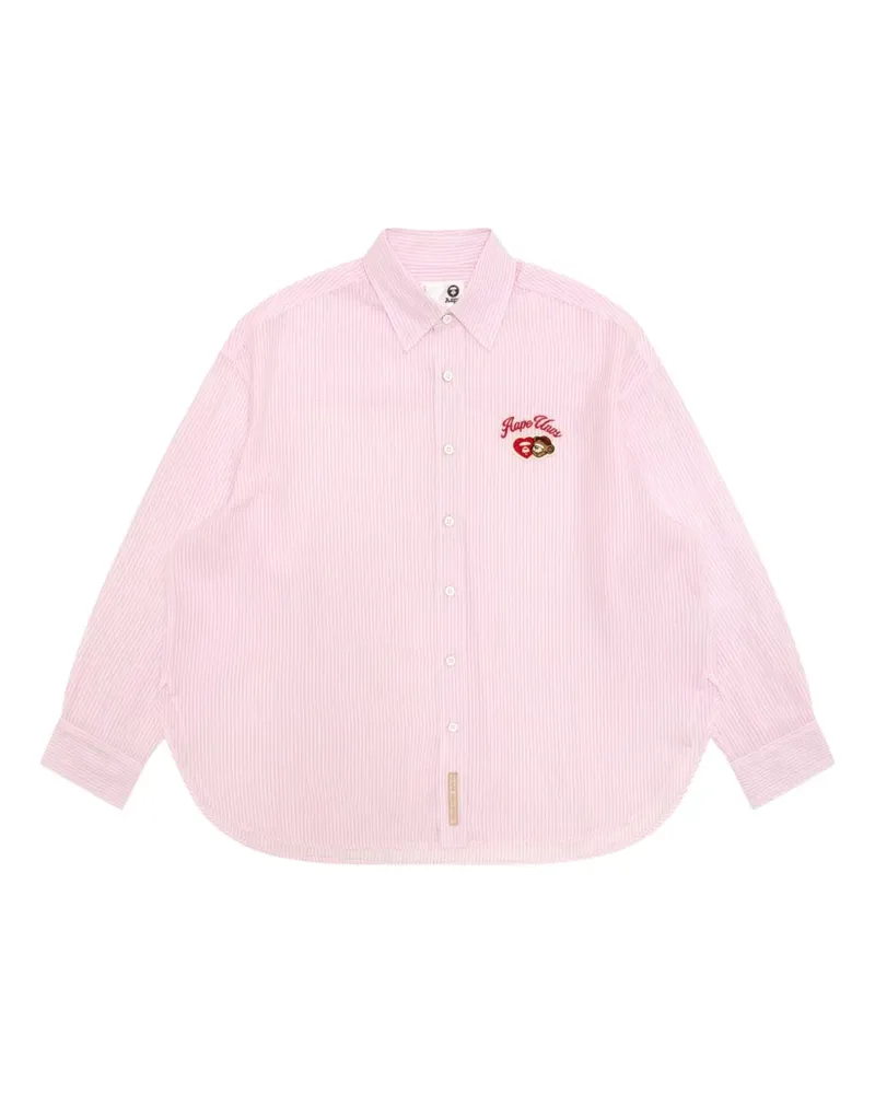 BAPE embroidered striped shirt - Rosa Rosa