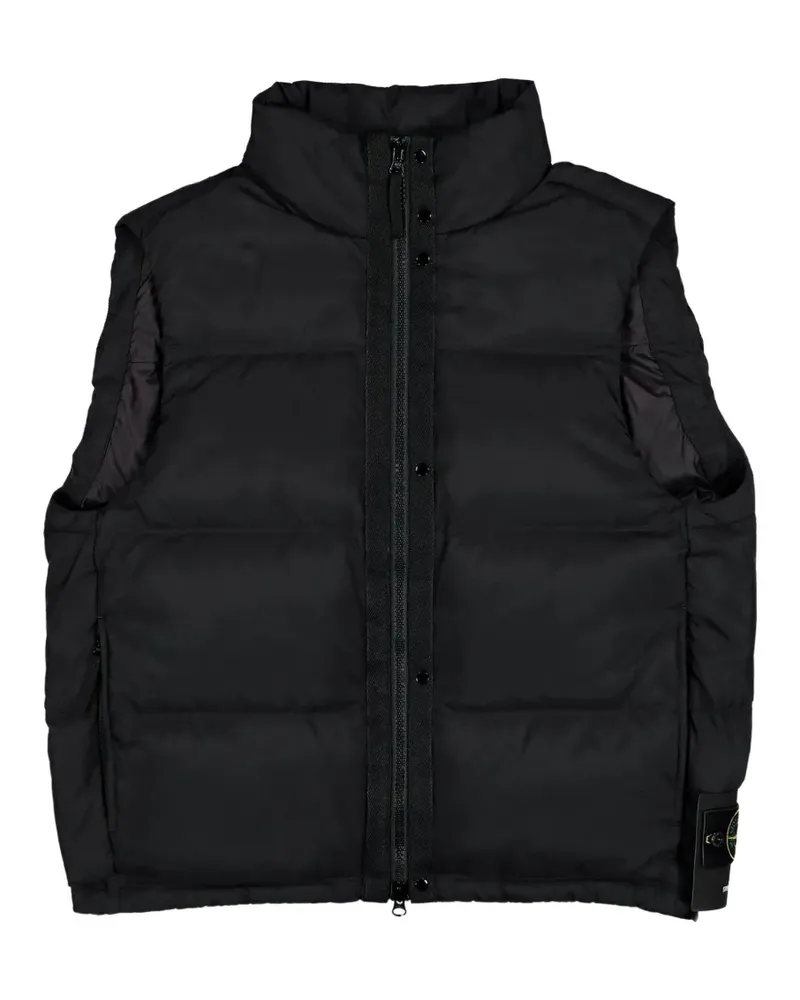 Stone Island Gefütterte Weste mit Logo-Patch - Schwarz Schwarz
