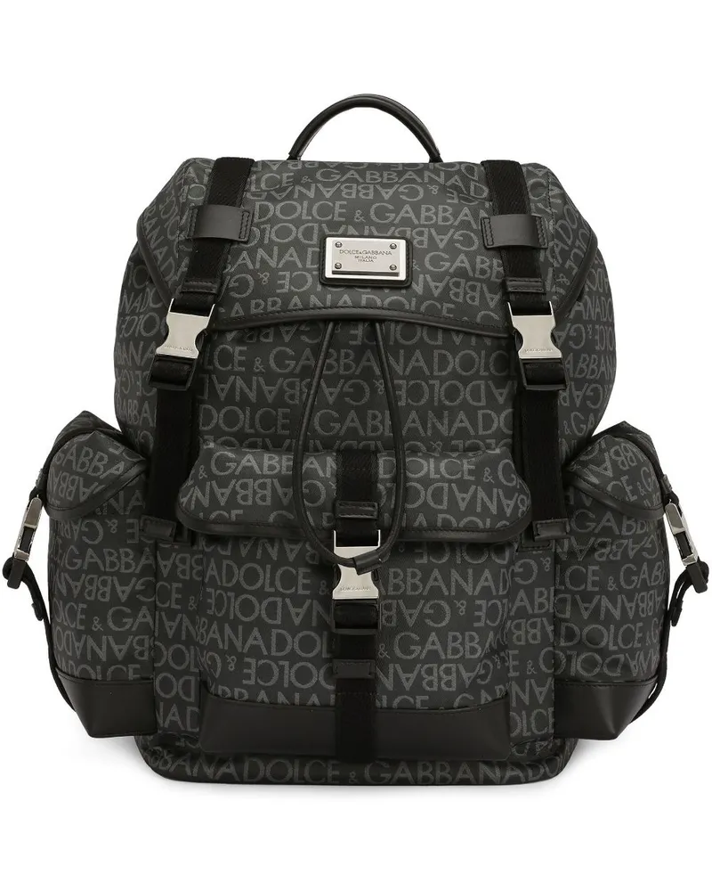 Dolce & Gabbana Jacquard-Rucksack mit Logo Schwarz