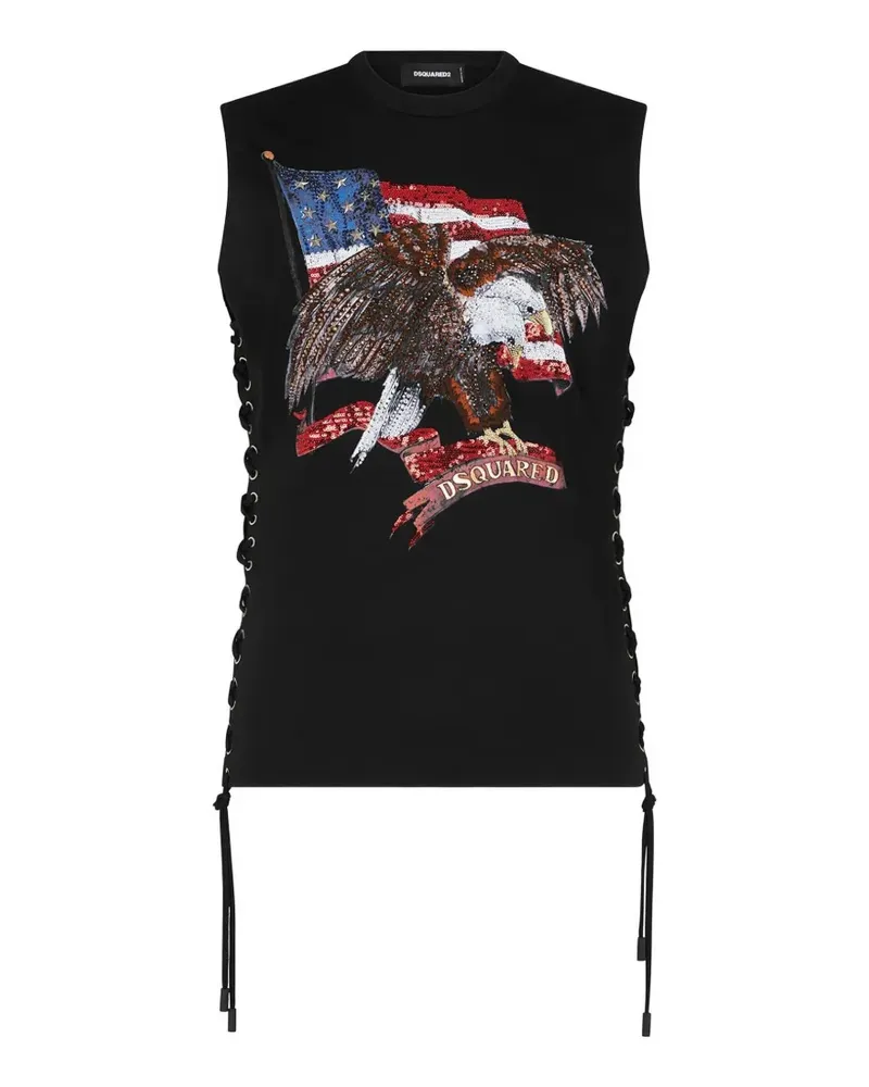 Dsquared2 lace-up embellished tank top - Schwarz Schwarz