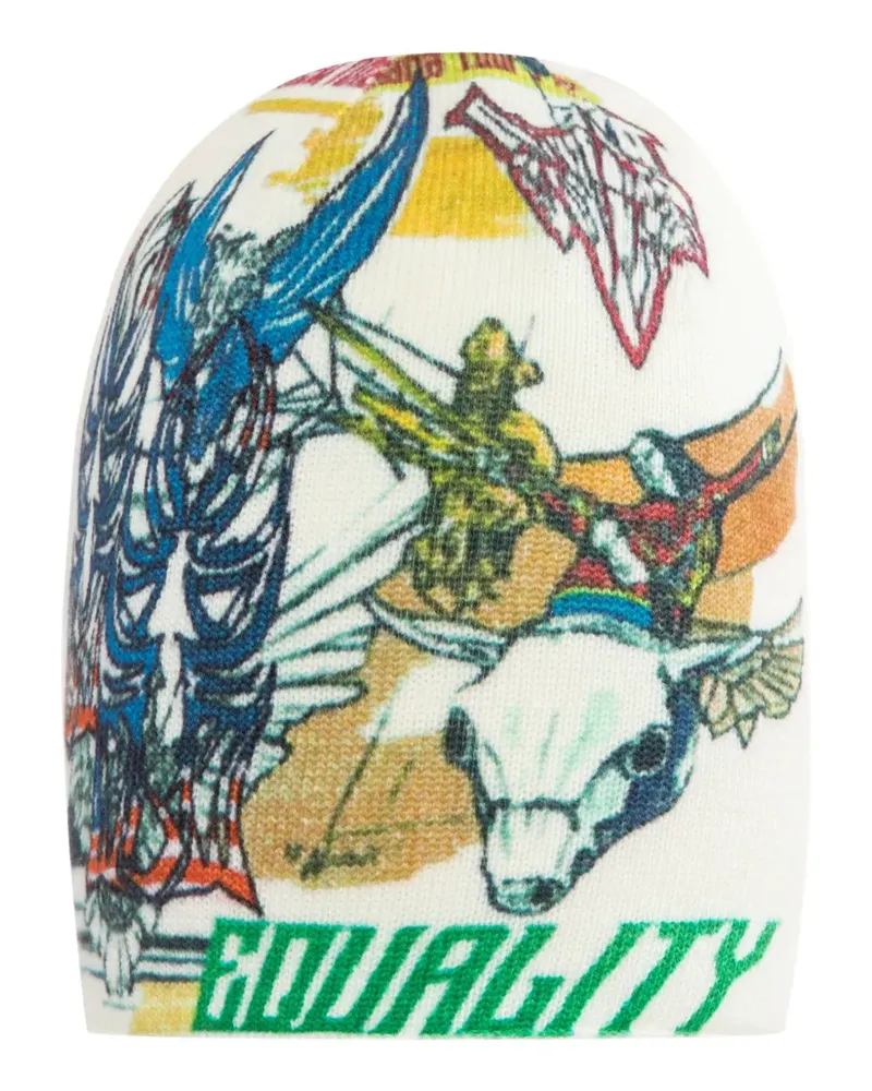WHO DECIDES WAR Americana Beanie mit Print - Weiß Weiß
