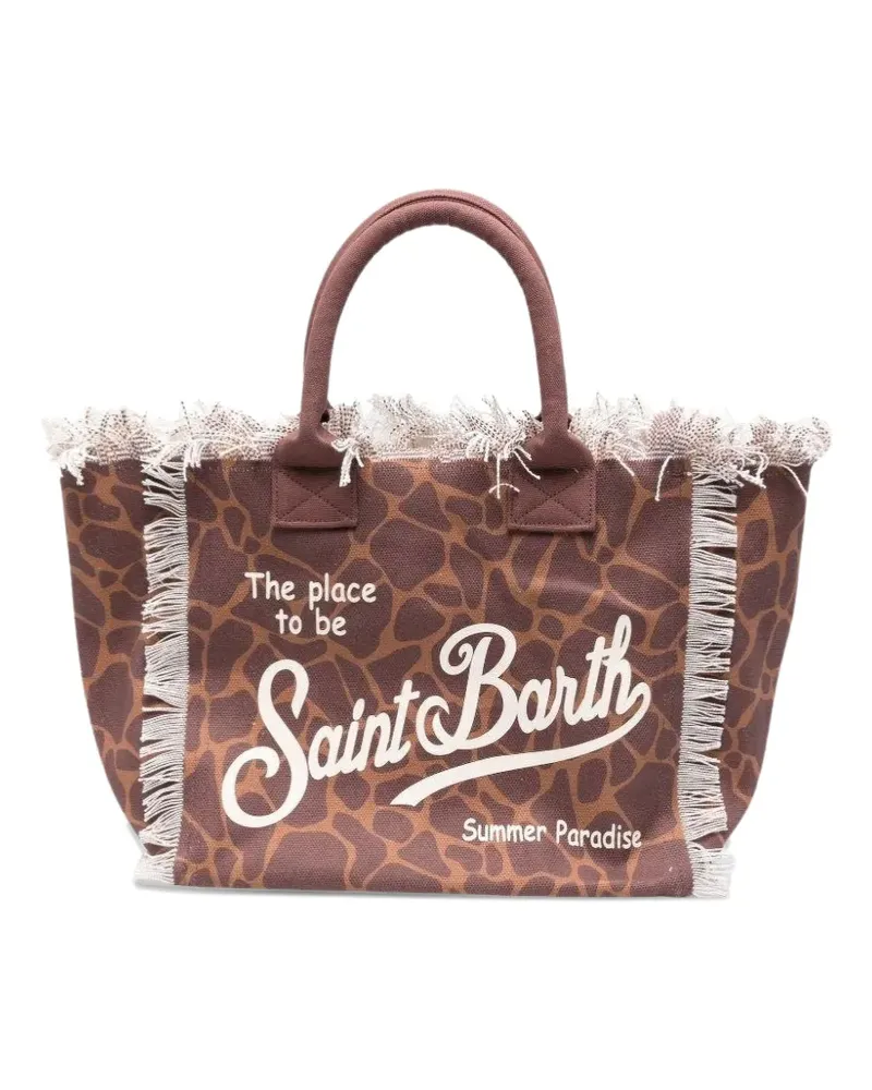 MC2 Saint Barth giraffe-print frayed tote bag - Braun Braun