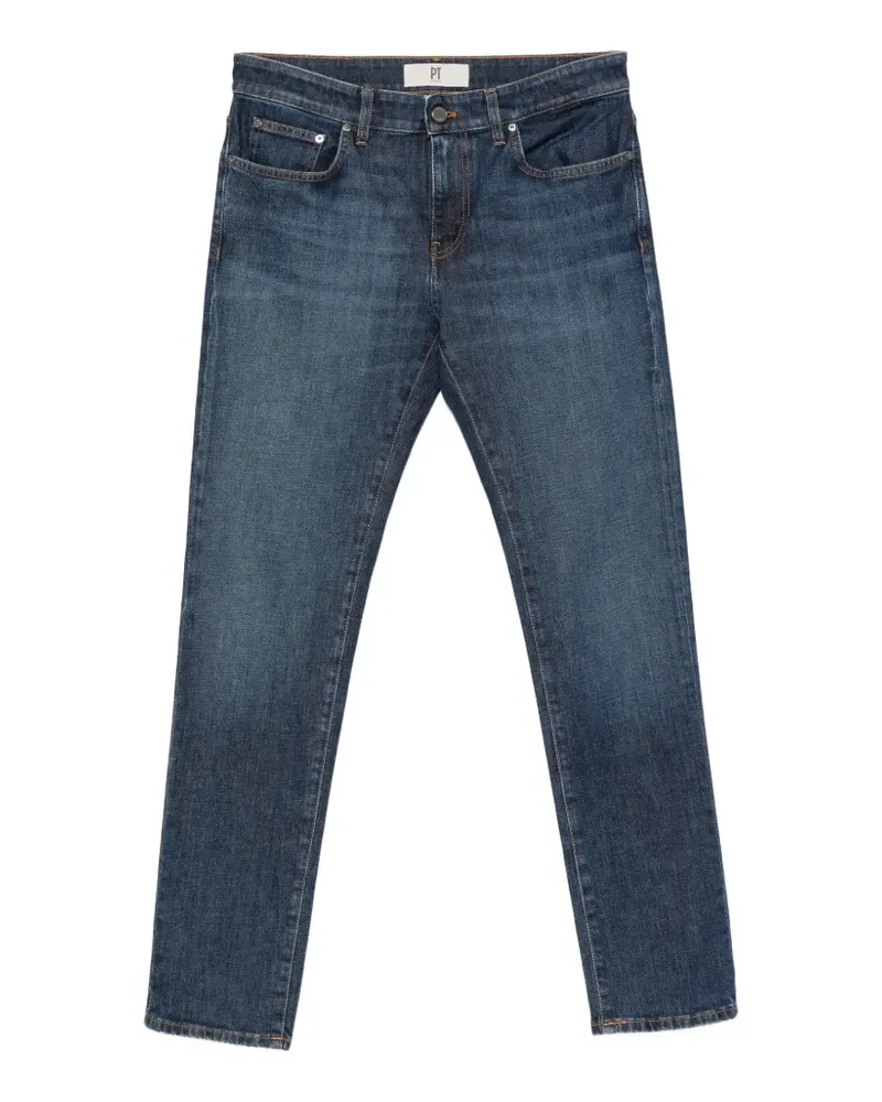 PT TORINO faded-effect logo-patch jeans - Blau Blau