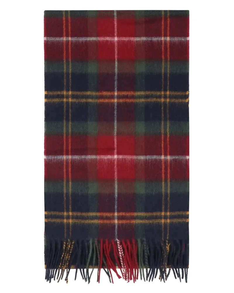 Barbour Karierter Schal mit Fransen - Blau Blau