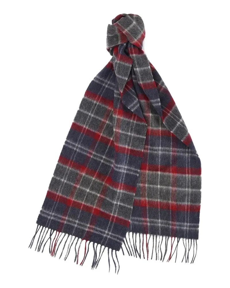 Barbour Karierter Schal mit Fransen - Blau Blau