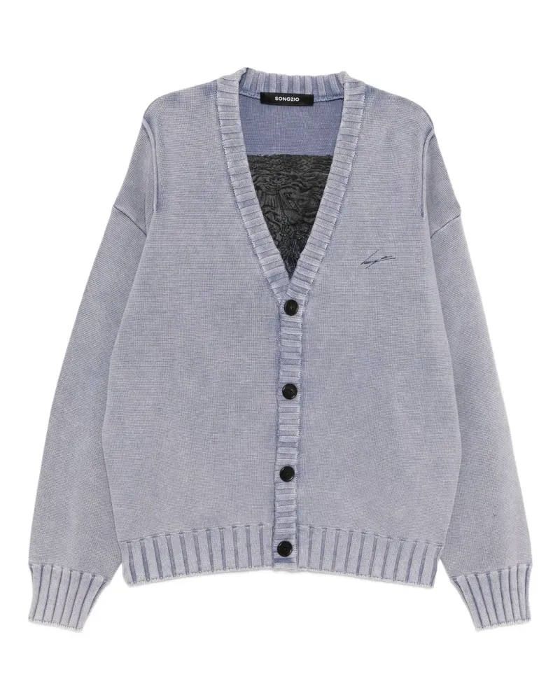 SONGZIO Cardigan mit Engelsstickerei - Blau Blau
