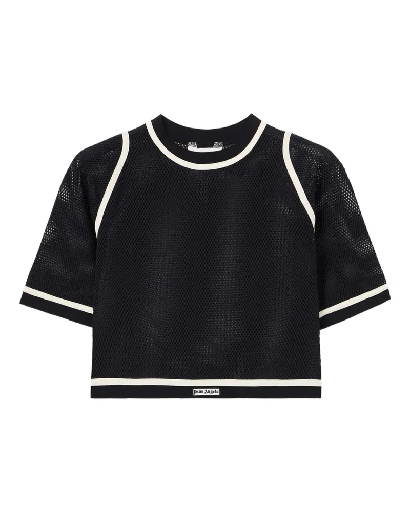 Palm Angels Cropped-T-Shirt mit Logo - Schwarz Schwarz