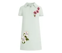 Dominican Etuikleid mit Blüten-Stickerei - Blau