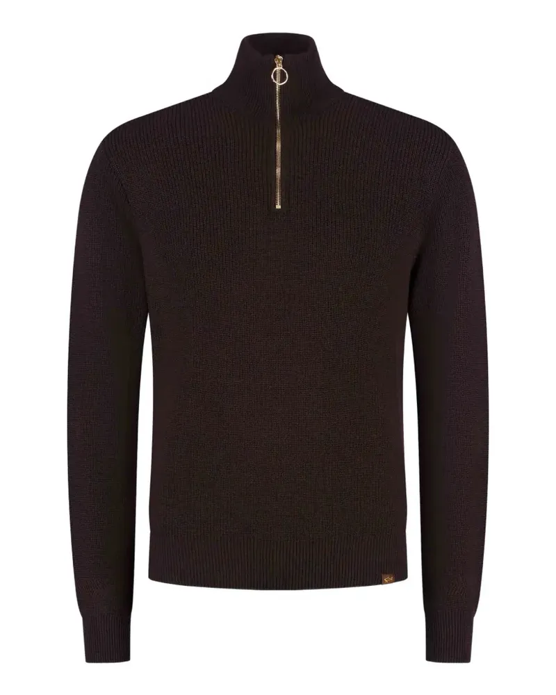 Paul & Shark ribbed-knit quarter-zip sweater - Braun Braun