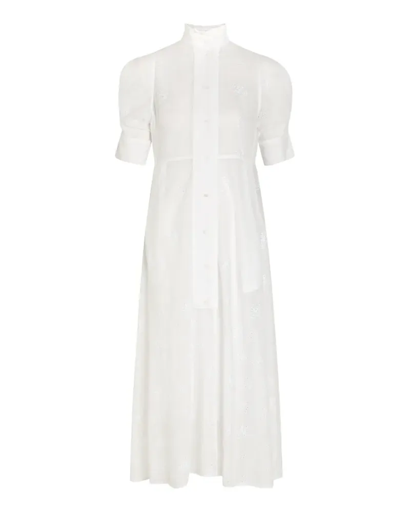 Thierry Colson Venetia broderie-anglaise ruffled-collar midi dress - Weiß Weiß