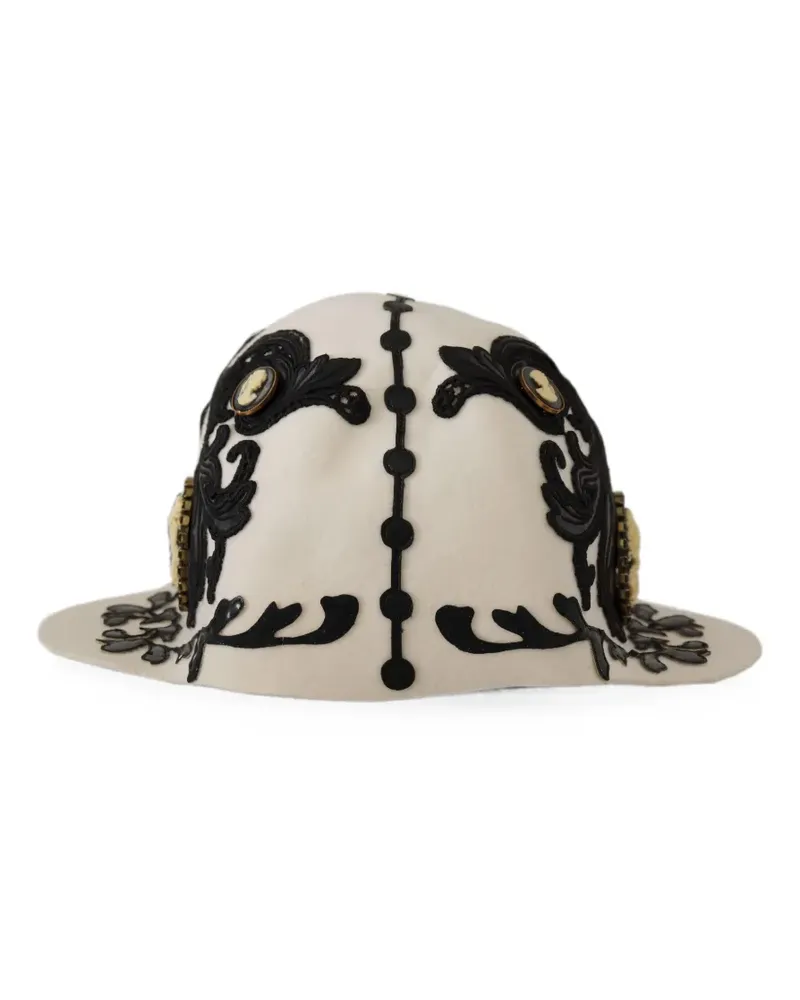 Dolce & Gabbana Hut mit aufgesticktem Kamee-Detail - Weiß Weiß