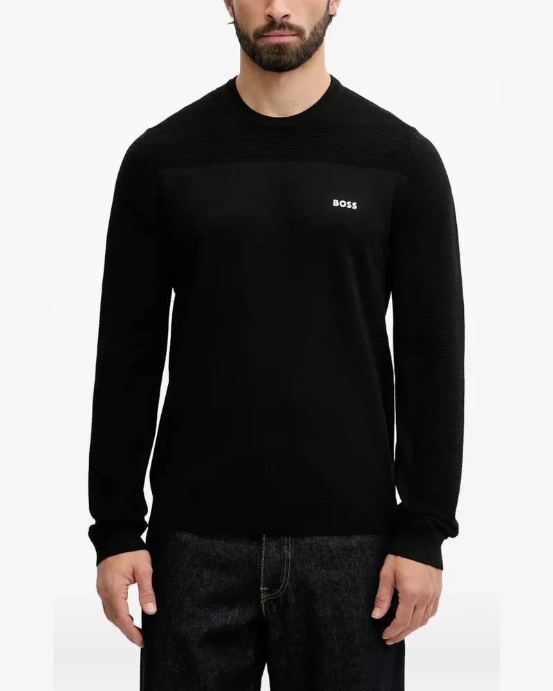 HUGO BOSS logo-print textured sweater - Schwarz Schwarz