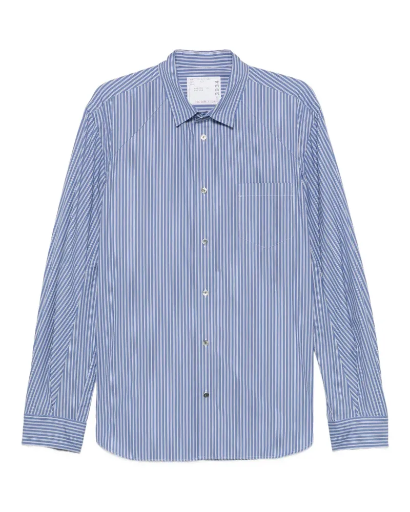 Sacai Gestreiftes Popeline-Hemd - Blau Blau
