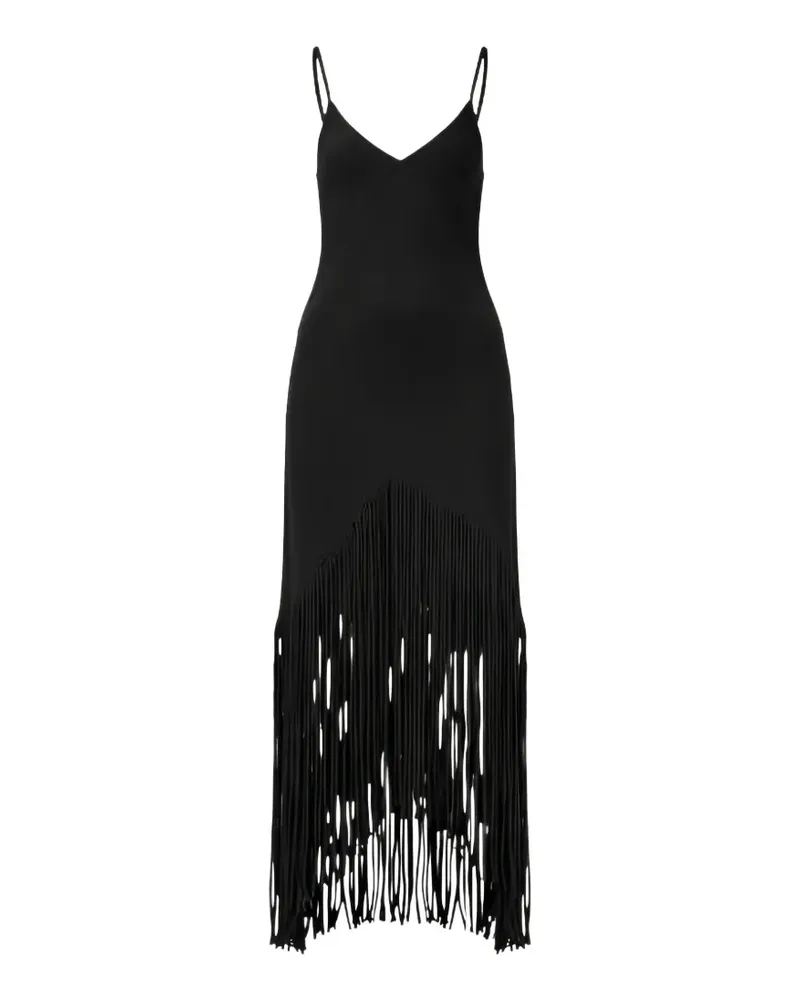 Pinko fringed V-neck maxi dress - Schwarz Schwarz