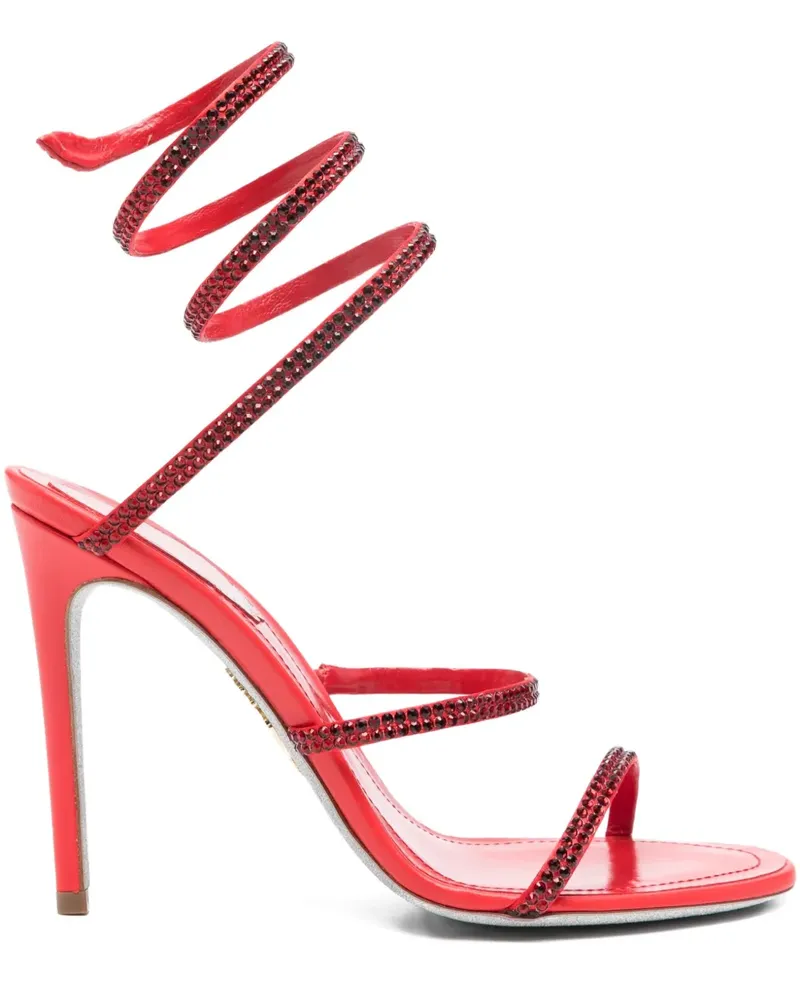 René Caovilla 110mm Cleo embellished spiral ankle-strap sandals - Rot Rot
