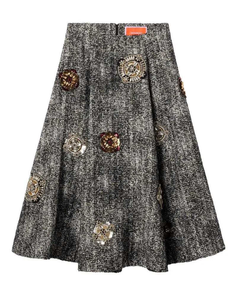 La DoubleJ embroidery-details midi skirt - Schwarz Schwarz