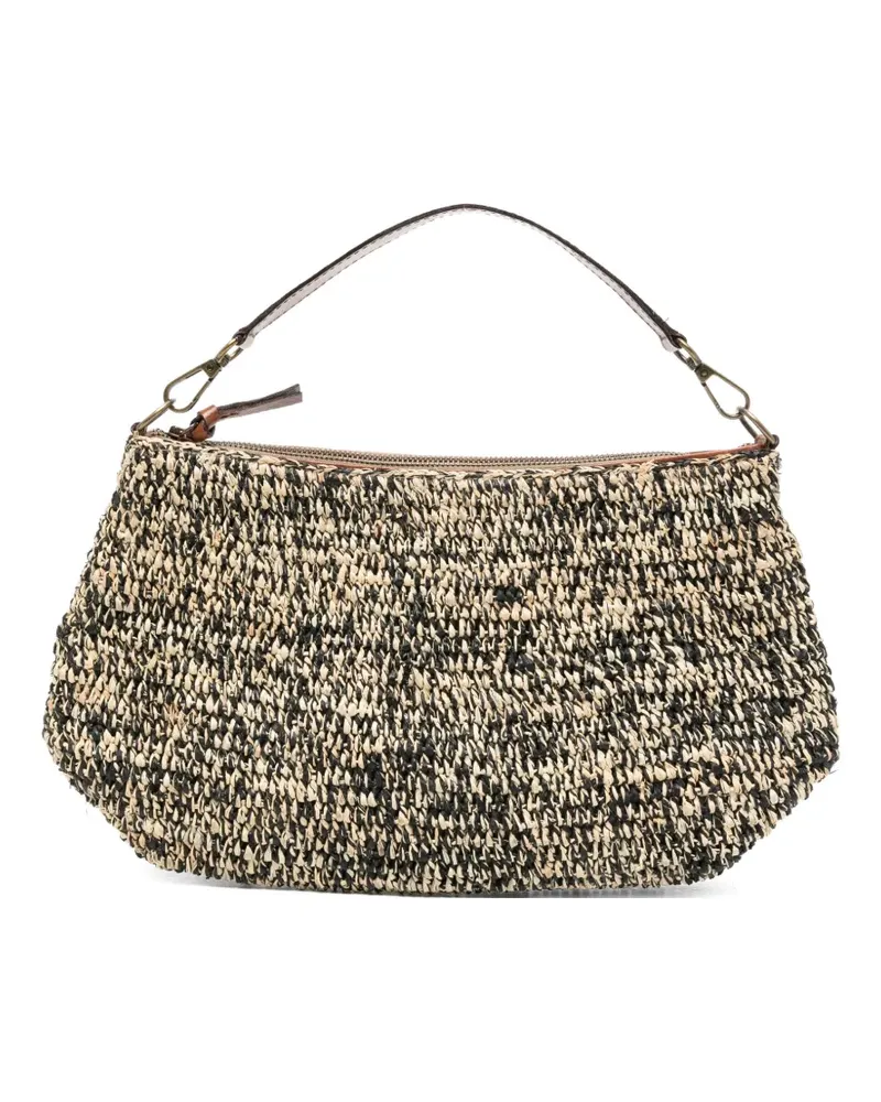 IBELIV trim-leather woven shoulder bag - Nude Nude