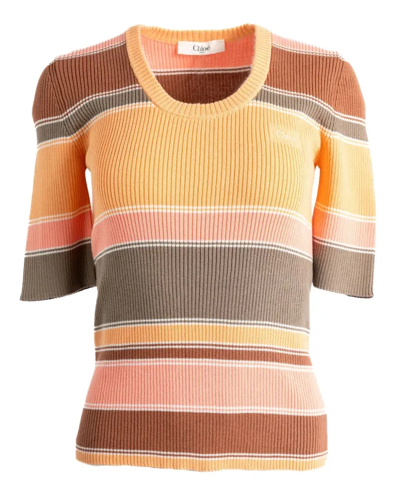 Chloé Gestreiftes Strickoberteil - 8ZA Multicolor Orange 1 8za