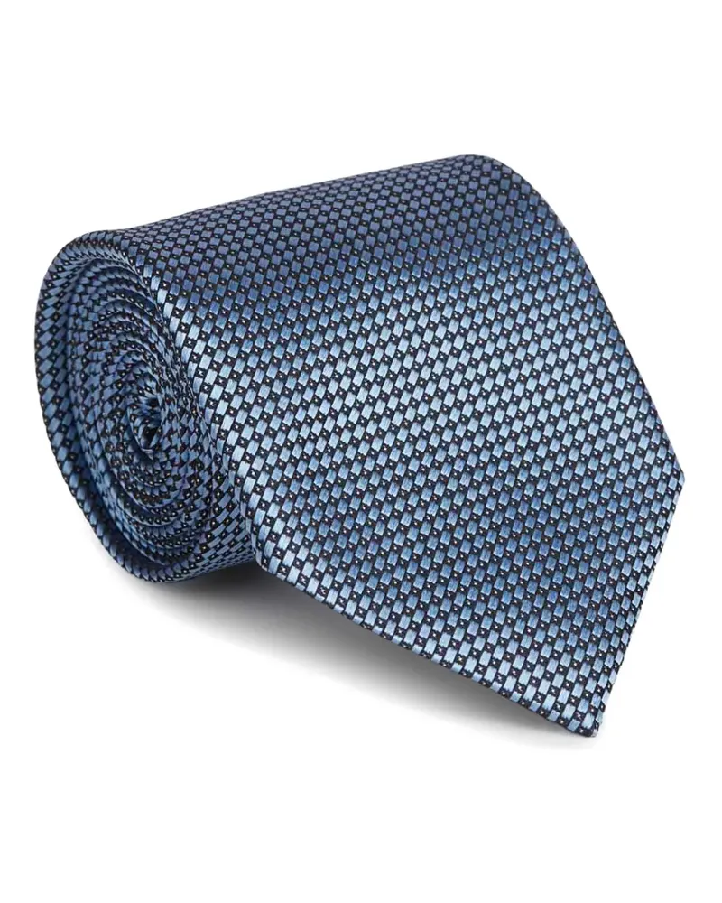 Ermenegildo Zegna Geometrisch gemusterte Seidenkrawatte - Blau Blau