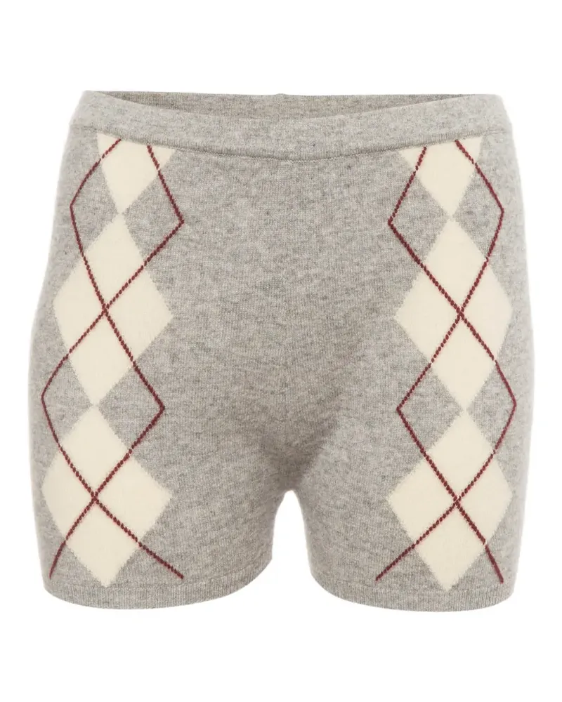 Sandro Gestrickte Shorts mit Argyle-Muster - Grau Grau