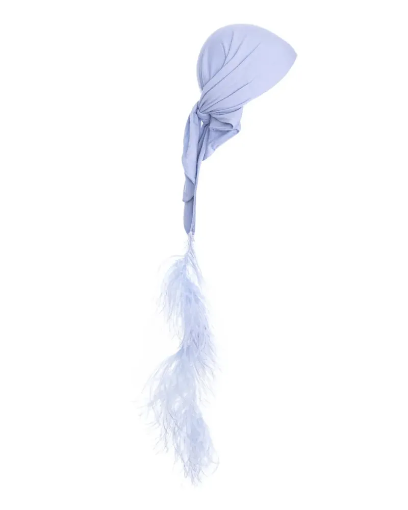 MANURÍ Sissy Kopftuch mit Federn - Blau Blau