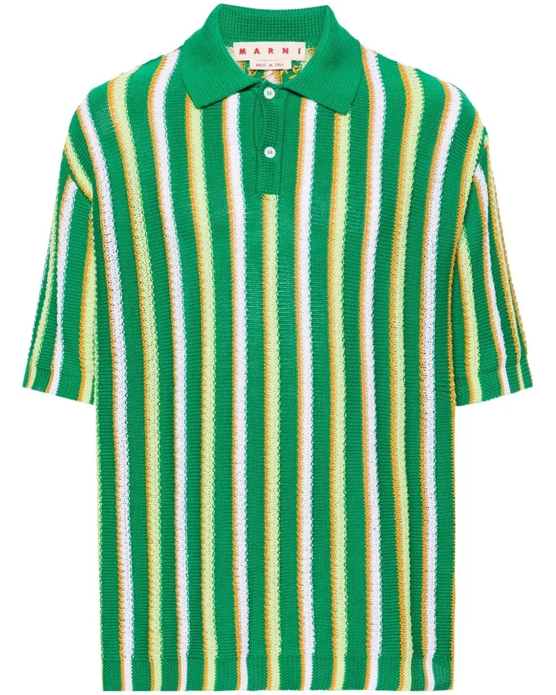 Marni Gehäkeltes Poloshirt mit Streifen - Grün Grün