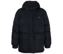 Daunen-Kapuzenjacke mit Logo-Applikation - Schwarz