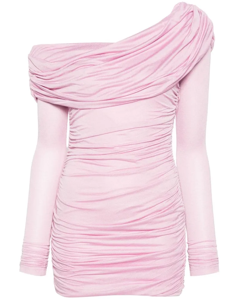 Blumarine Schulterfreies Minikleid mit Raffungen Rosa