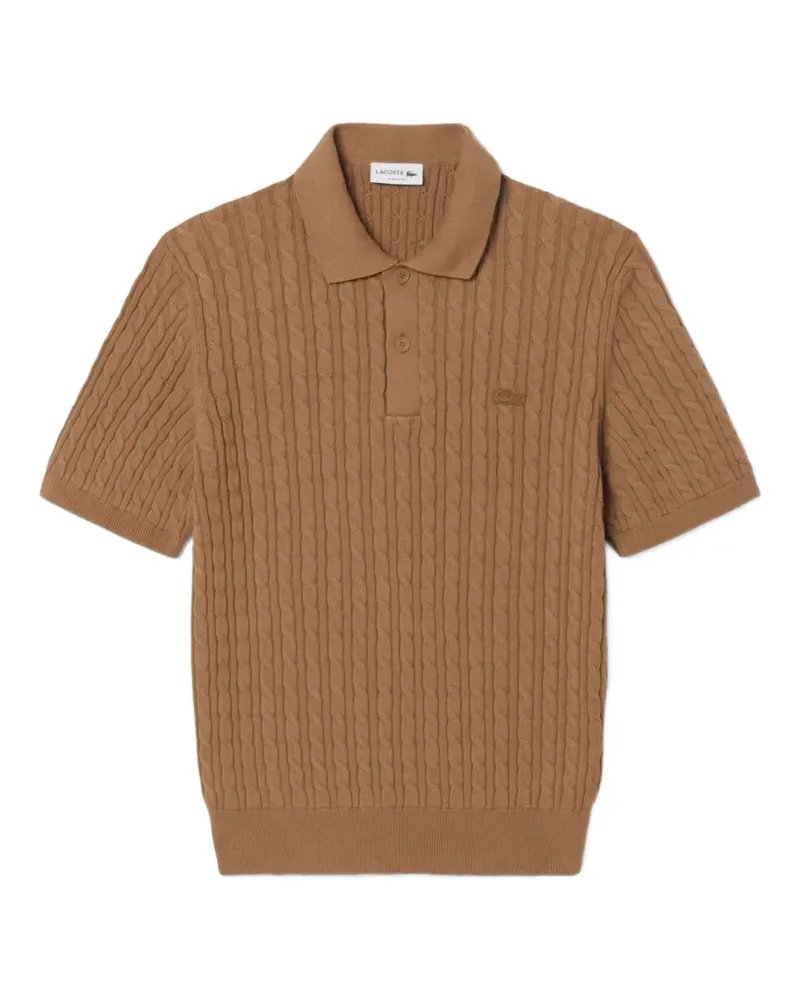 Lacoste classic fit cable knit cotton polo shirt - Braun Braun