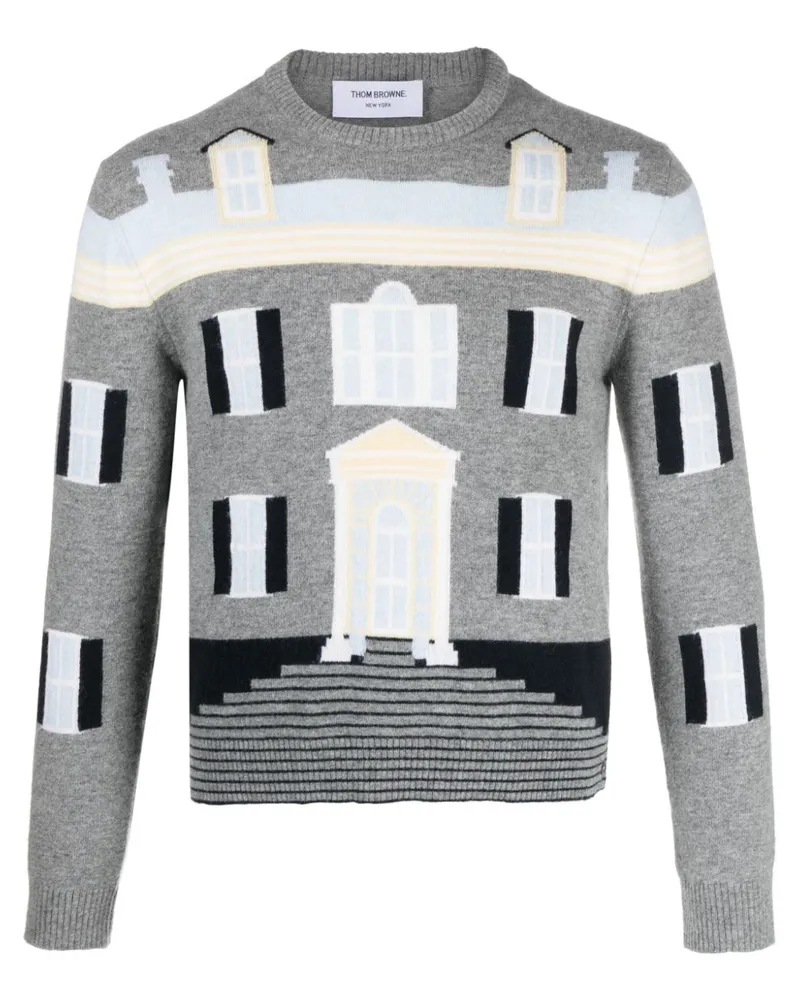 Thom Browne House Intarsien-Pullover aus Wolle - Grau Grau