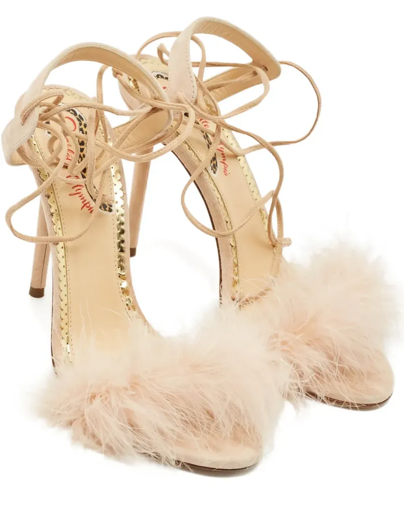 Charlotte Olympia Salsa faux-fur ankle-strap sandals - Nude Nude