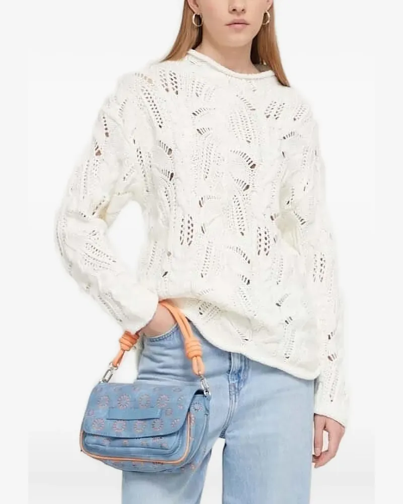 Desigual Pullover mit Zopfmuster - Weiß Weiß