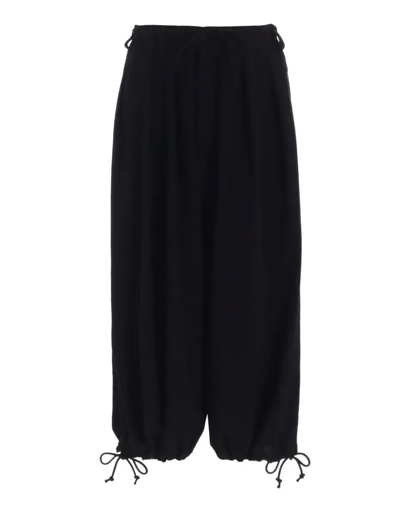Yohji Yamamoto drawstring-hem pleated trousers - Schwarz Schwarz