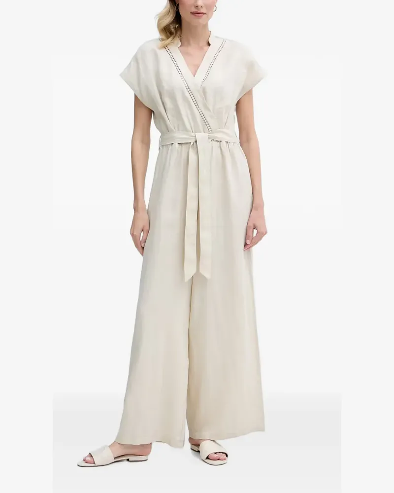 Benetton crochet-trim belted jumpsuit - Nude Nude
