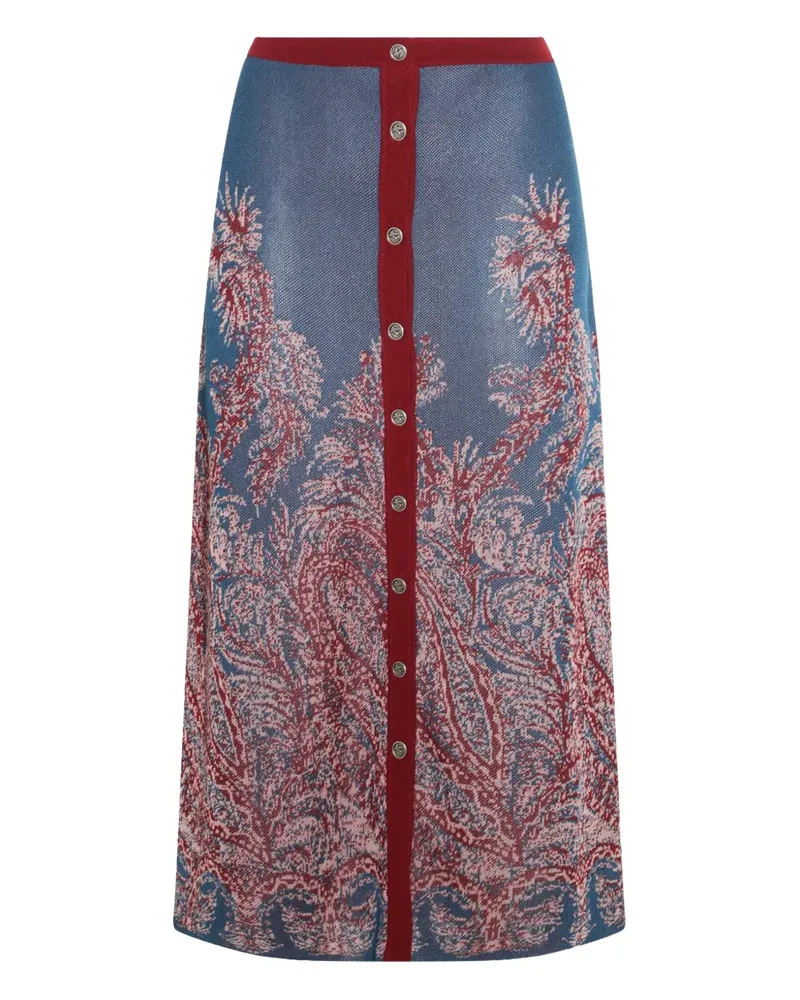 Etro Geknöpfter Rock aus Paisley-Jacquard - Blau Blau