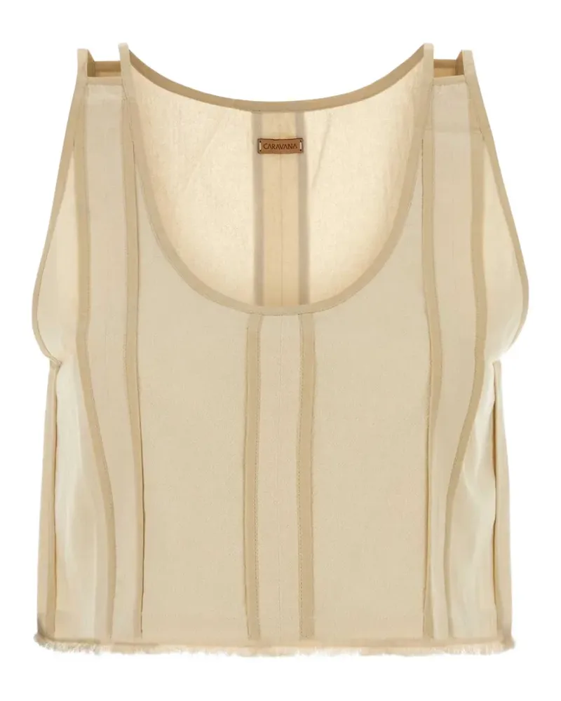Caravana Avani Cropped-Top mit ausgefransten Kanten - Nude Nude