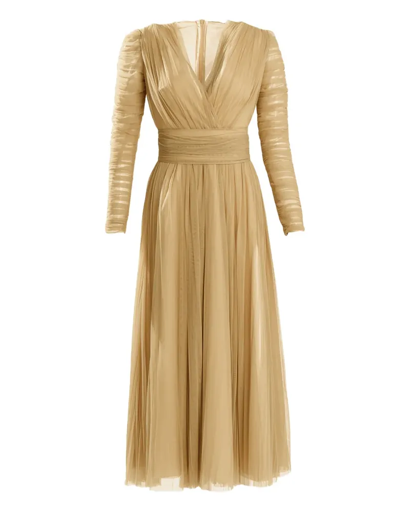 Ana Radu Midikleid aus gerafftem Tüll - Nude Nude