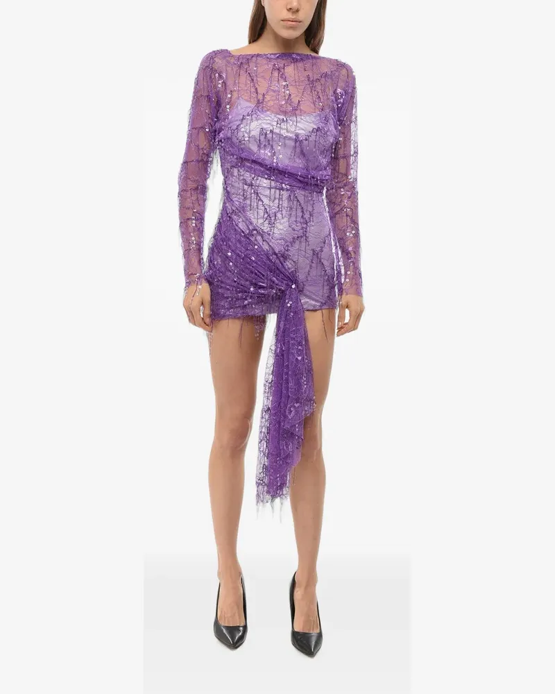 Christopher Esber lace sequin-embellished asymmetric mini dress - Violett Violett