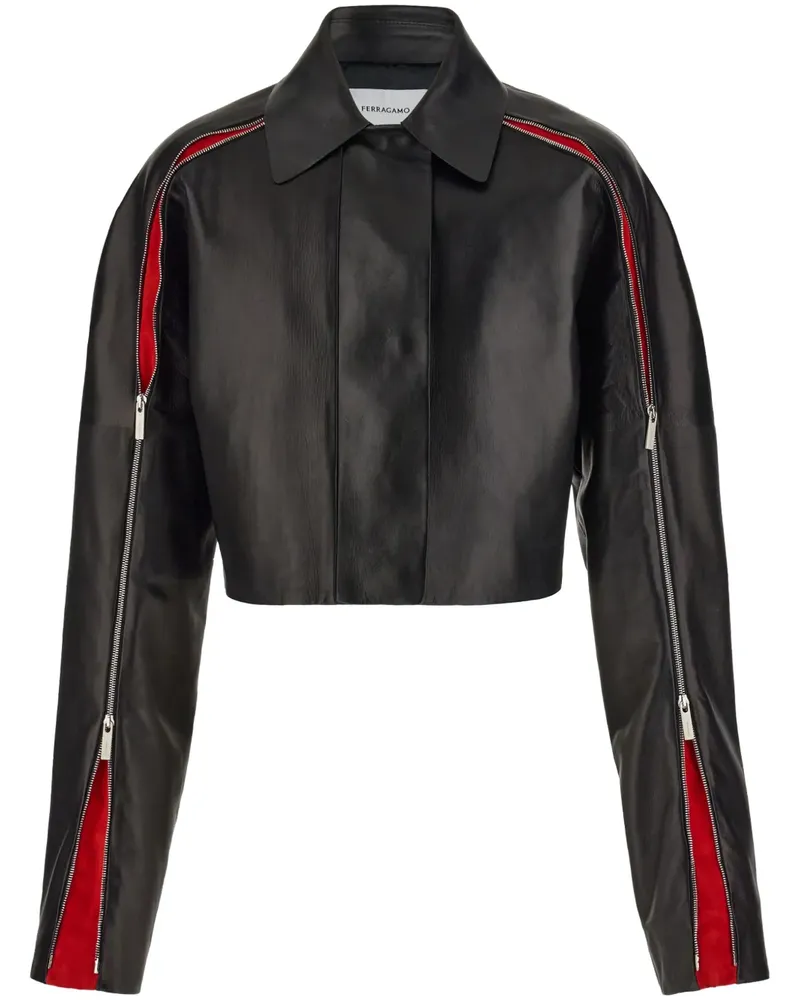 Ferragamo Lederjacke mit Reißverschluss - Schwarz Schwarz