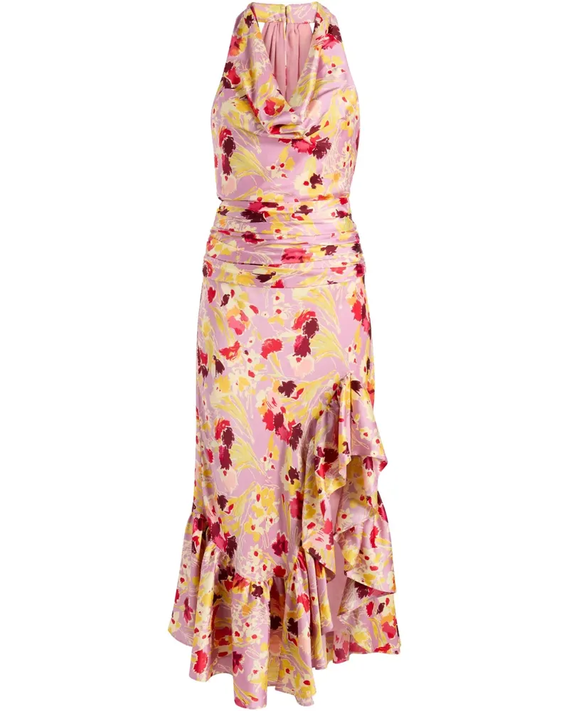 Cinq à Sept Neckholder-Kleid mit Blumen - Rosa Rosa