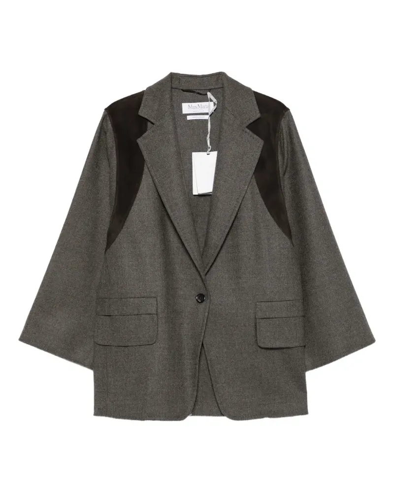 Max Mara suede-panel notched-lapel jacket - Grau Grau