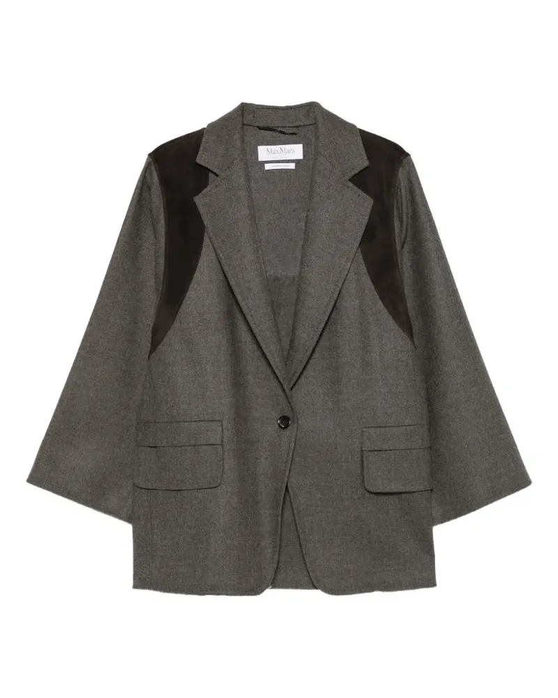 Max Mara Wildlederjacke mit fallendem Revers - Grau Grau