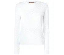 Rundhals-Pullover mit Zickzackmuster - Weiß