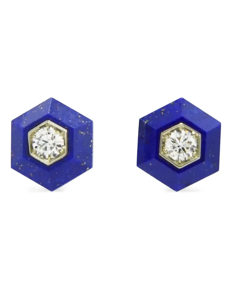 Fred Leighton 18kt Hexagon Weißgoldohrringe mit Lapislazuli Weiß