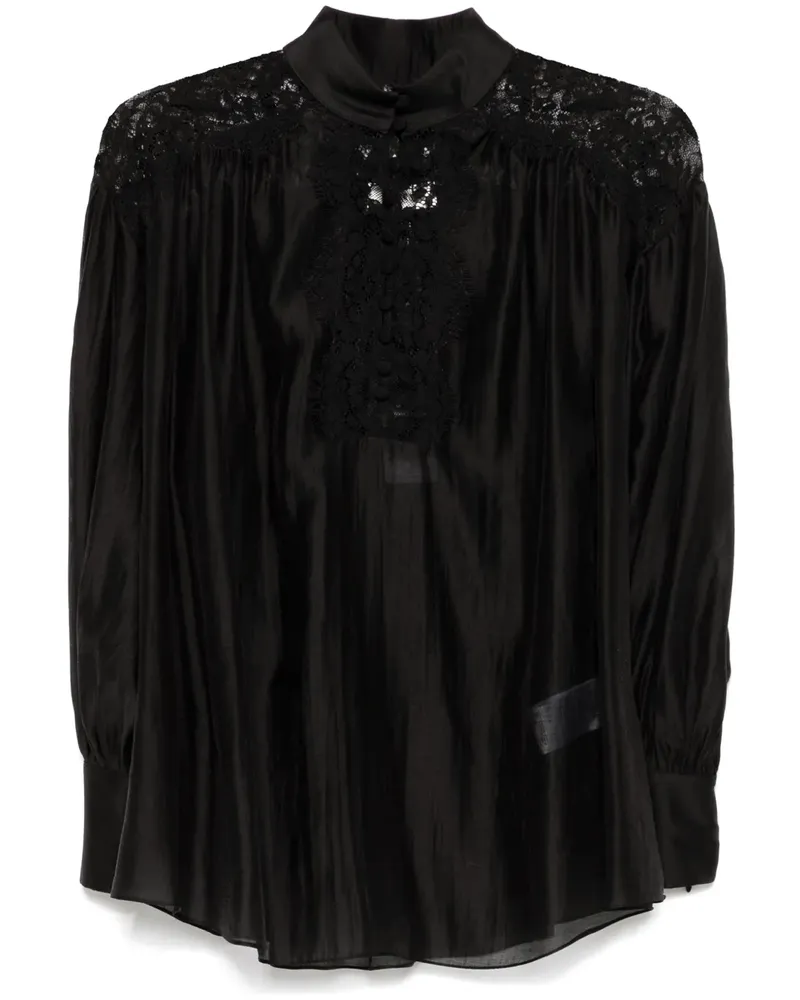 NISSA Bluse mit Spitzendetail - Schwarz Schwarz