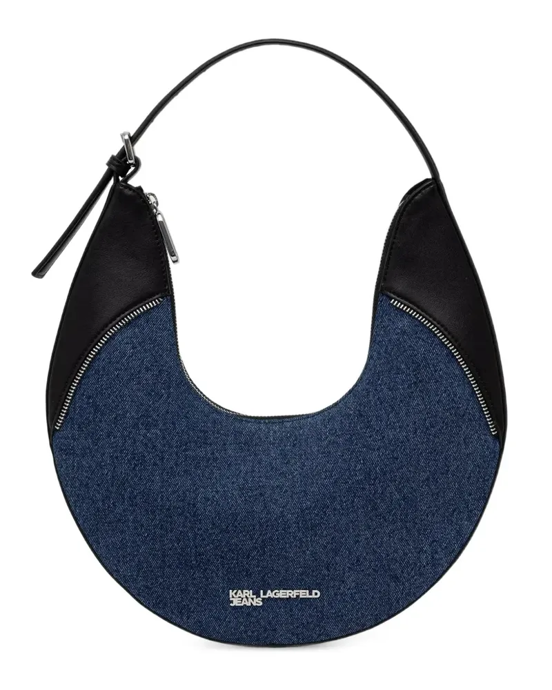 Karl Lagerfeld denim-panelled curved tote bag - Blau Blau