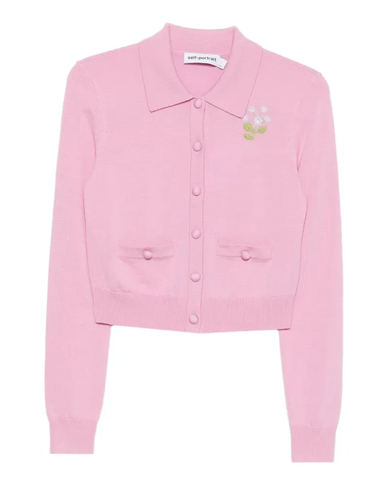 Self-Portrait floral-embroidered cardigan - Rosa Rosa