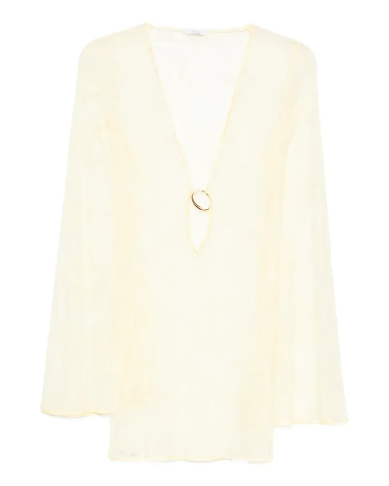Oséree Langärmliges Strand-Spitzenkleid - Gelb Gelb