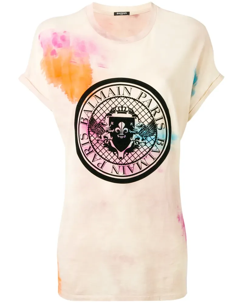 Balmain T-Shirt mit Batikmuster - Nude Nude